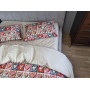 Бавовняна постільна білизна в сердечка cotton 5D Кантрі+Горошок беж в Leron - фото 1